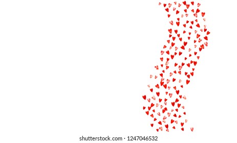 Heart border background with pink glitter. Valentines day. Vector confetti. Hand drawn texture. Love theme for poster, gift certificate, banner. Wedding and bridal template with heart border.
