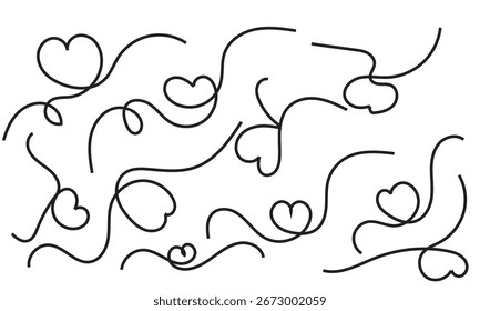 Herzrand, durchgehende Linie Art. Valentinstag-Banner. Vektorgrafik. EPS 10