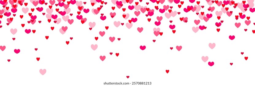 Heart border, hearts falling, Valentine Day background