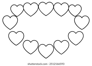 Heart Border Line Art Graceful Love Border Sketch