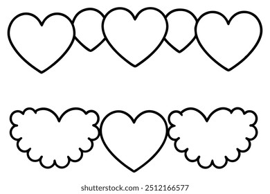 Heart Border Line Art Stylish Love-Themed Illustration