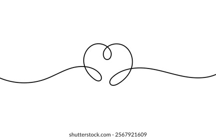 Heart border line art. vector illustration