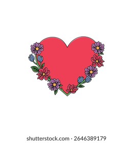 heart border plant doodle color illustration