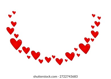 Fronteira do coração simples divisor de coração vermelho bonito. Frame Hearts para cartões de convite do dia dos namorados e decoração de página.