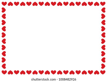 Heart Border, Valentine's Day, Love Border, Photo Frame, Red Heart Border Background, Valentine's Day Card Background, Heart Icon Vector Background