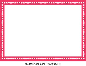 Heart Border, Valentine's Day, Love Border, Photo Frame, Red Heart Border Background, Valentine's Day Card Background, Heart Icon Vector Background