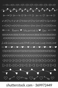 Heart borders. Hand drawn elements for Valentines day or wedding design. Vector illustration contains gradient meshes.