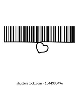 heart in bottom bar code, vector 
