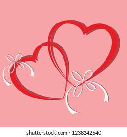 Heart with bouquet of bows. Design element for Valentine's Day. Vector illustration