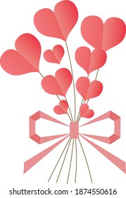 Heart bouquet illustration on white background