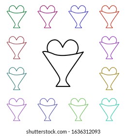 Heart bouquet multi color style icon. Simple thin line, outline vector of heartbeat icons for ui and ux, website or mobile application