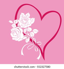 Heart with bouquet of roses. Design element for Valentine's Day. Vector illustration