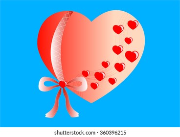 heart with a bow on a blue background