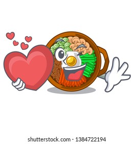 With heart bowl of bibimbap in cartoon shape