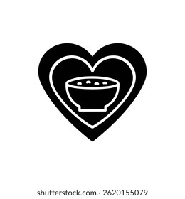Heart with Bowl of Soup Representing Heart-Healthy Nutrition