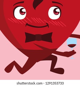 heart with bowtie and wine cup emoticon