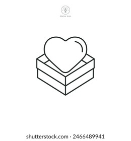 heart box chocolates Icon symbol vector illustration isolated on white background