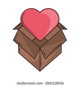 heart in box icon isolated