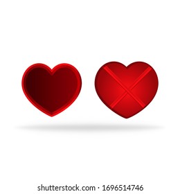 Icono del cuadro Corazón. Regalo aislado para regalo de San Valentín. Diseño romántico o amoroso de la caja. Vector EPS 10.