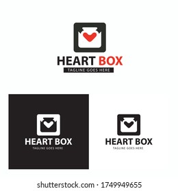 Heart box logo design concept. Vector illustration