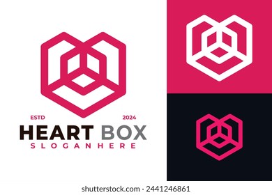 Heart Box Logo design vector symbol icon illustration