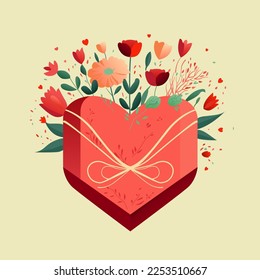 Caja cardíaca con múltiples flores