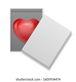 Heart in box on a white background. Vector illustration.