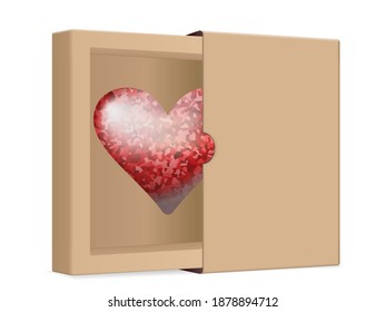 Heart in box on a white background. Vector illustration.