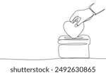 
Heart in box one line continuous. Heart in hand line art. Hand drawn vector art.