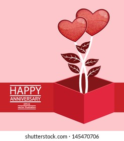 Heart. Box. Tree design. vector illustration.
