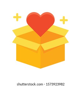 Heart with box vector, Black friday related flat style icon