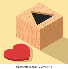 Heart box vector illustration. Break up, divorce design concept