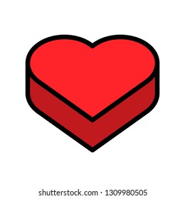 Heart box vector illustration, filled design icon editable outline