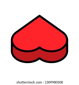 Heart box vector illustration, filled design icon editable outline