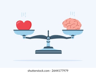Heart and Brain Balance. The concept of Mental and Physical Health in the scales. Control feelings and emotions