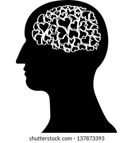 heart  brain in black colour vector