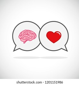 heart and brain concept conflict between emotions and rational thinking vector illustration EPS10