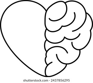 Heart and Brain concept, conflict between emotions and rational thinking, teamwork and balance between soul and intelligence. Vector illustration.