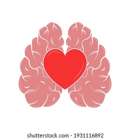 Heart and Brain concept. Emotional Quotient and Intelligence. Icon and logo. Emotions and rational thinking. Vector illustration.