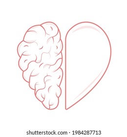 Heart and Brain concept. Emotional Quotient and Intelligence. Icon and logo. Emotions and rational thinking. Vector illustration.