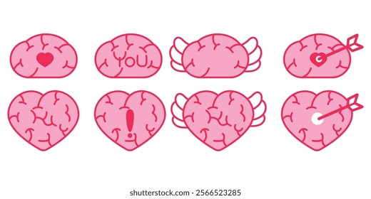 Heart and Brain Concept Illustration creative design whimsical