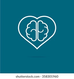 heart and brain concept stock vector