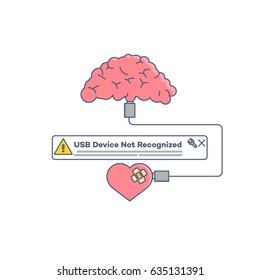 Heart and Brain Concept Vector Illustration