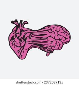 heart brain connected artwork design