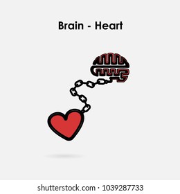 Heart and Brain connection concept.Brain and heart interactions symbol.Partnership and teamwork concept.Vector illustration