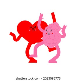 Heart and brain Dancing. Romantic relationship. Love illustration 1
