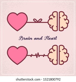 Heart and brain, Emotions and logic concept.