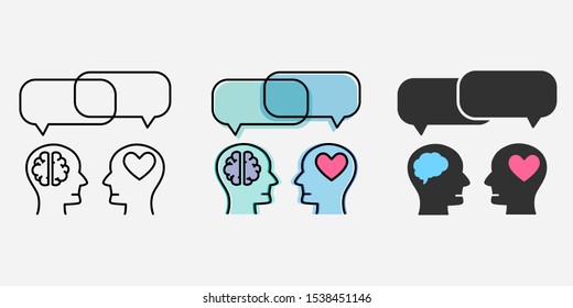 Heart and brain, Emotions and logic concept.