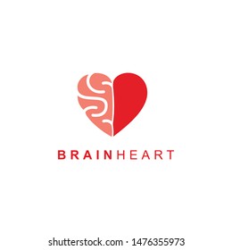 Heart Brain Flat Logo. Modern logo isolated on white background. Simple vector illustration for graphic or web design.