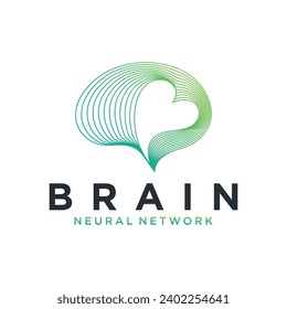 Heart Brain Flat Logo. Modern logo isolated on white background. Vector Illustration